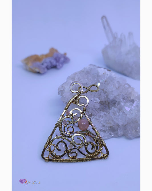 Feminine Handmade Filigree Inspired Wire Pendant with Moonstone beads