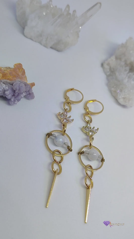 Simple Elegant Handmade Brass Moonstone Earrings